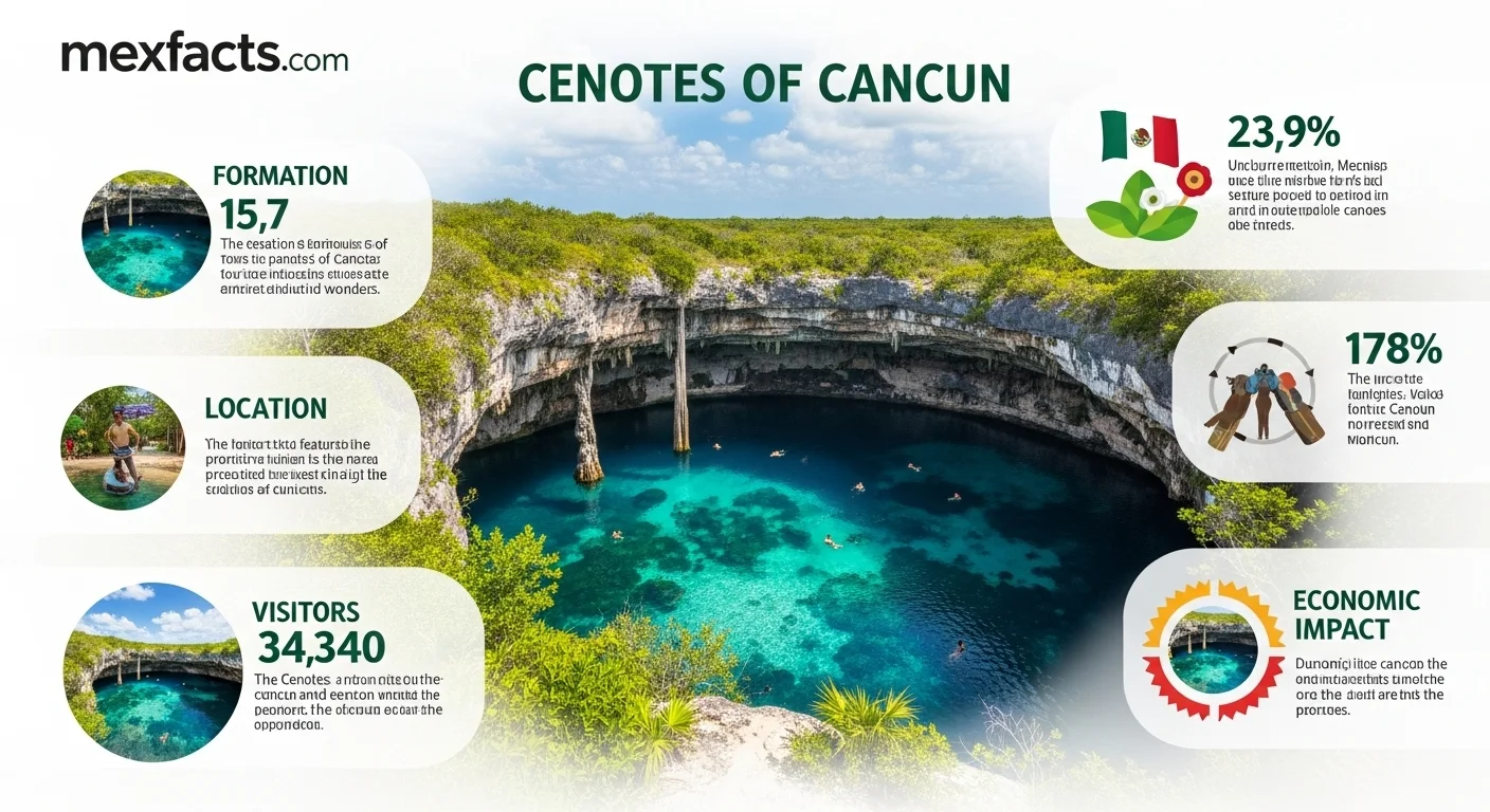 Mexican facts and data about Cenotes Cancun with statistical information