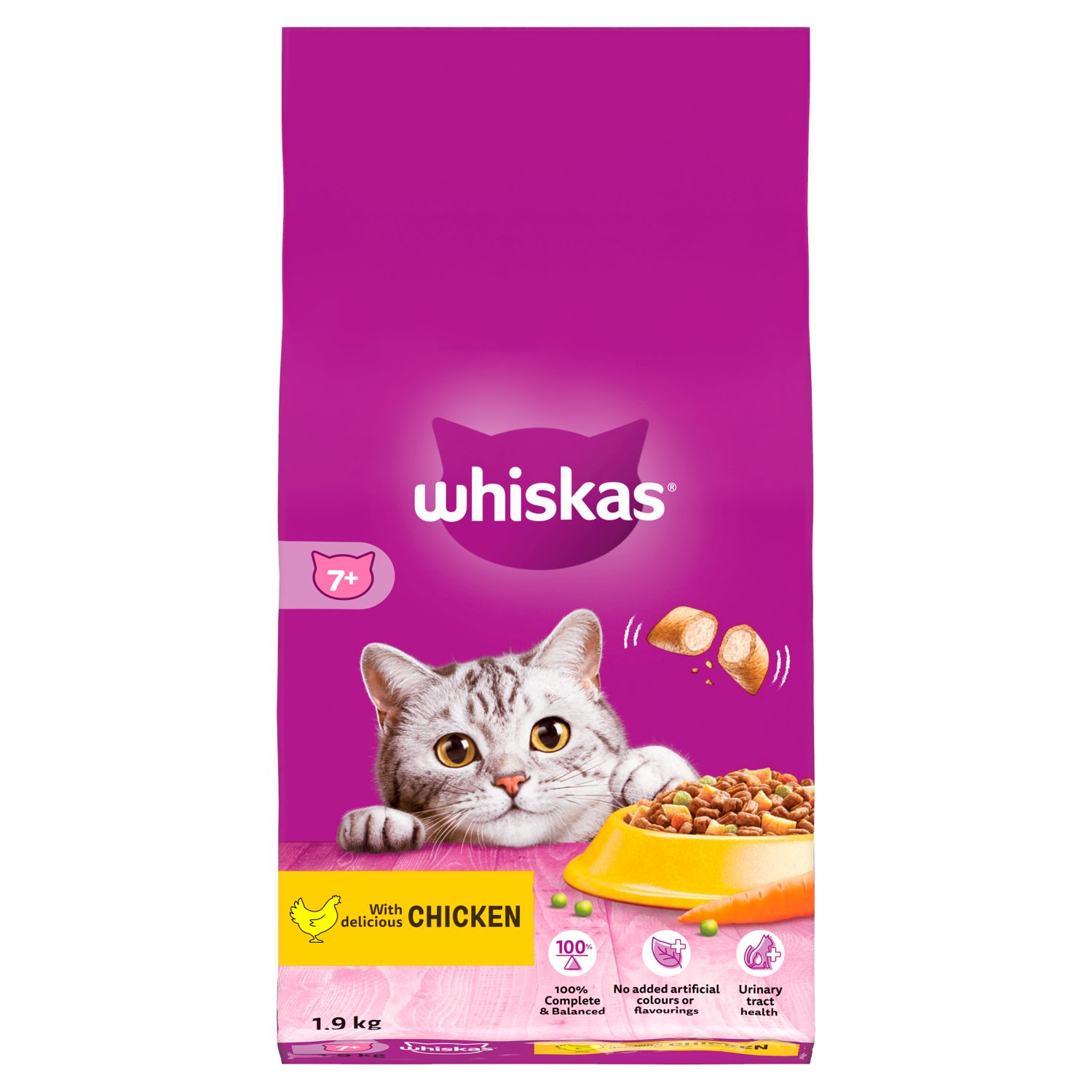 Whiskas Complete with Chicken 7+ Years Cat Food (1.9 kg)