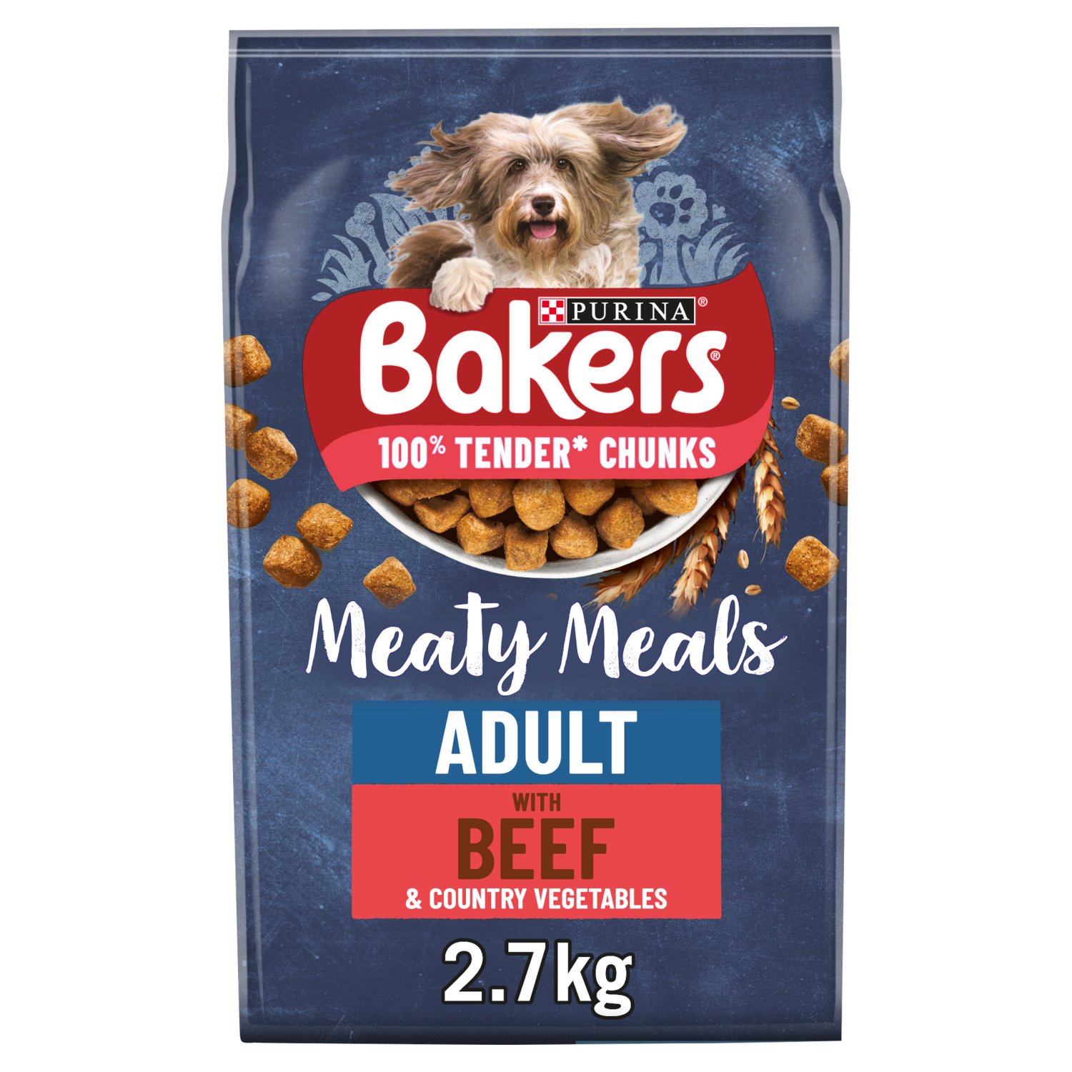 Bakers Meaty Meals Beef Dry Dog Food (2.7 kg)
