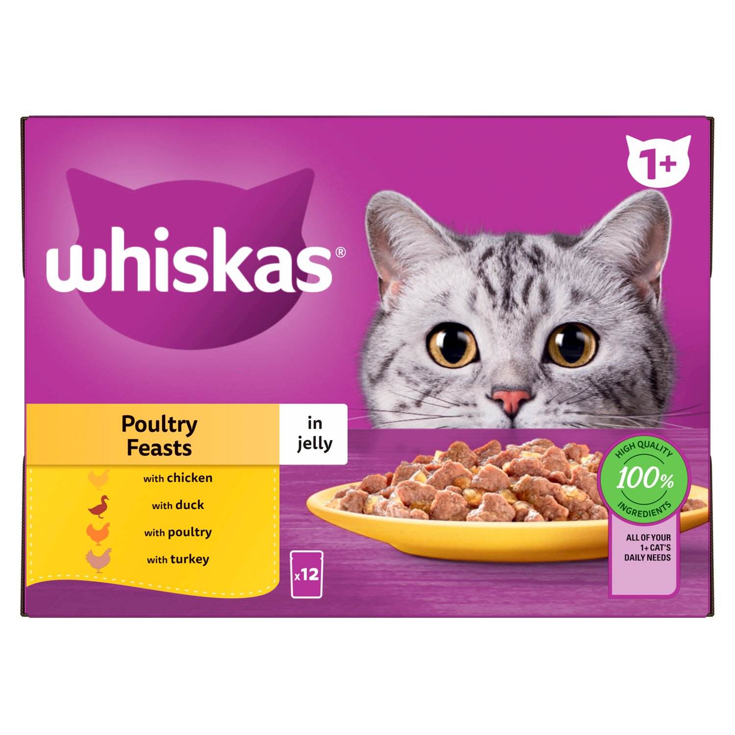 Whiskas Core 1+ Poultry Selection In Jelly 12 Pack (85 g)