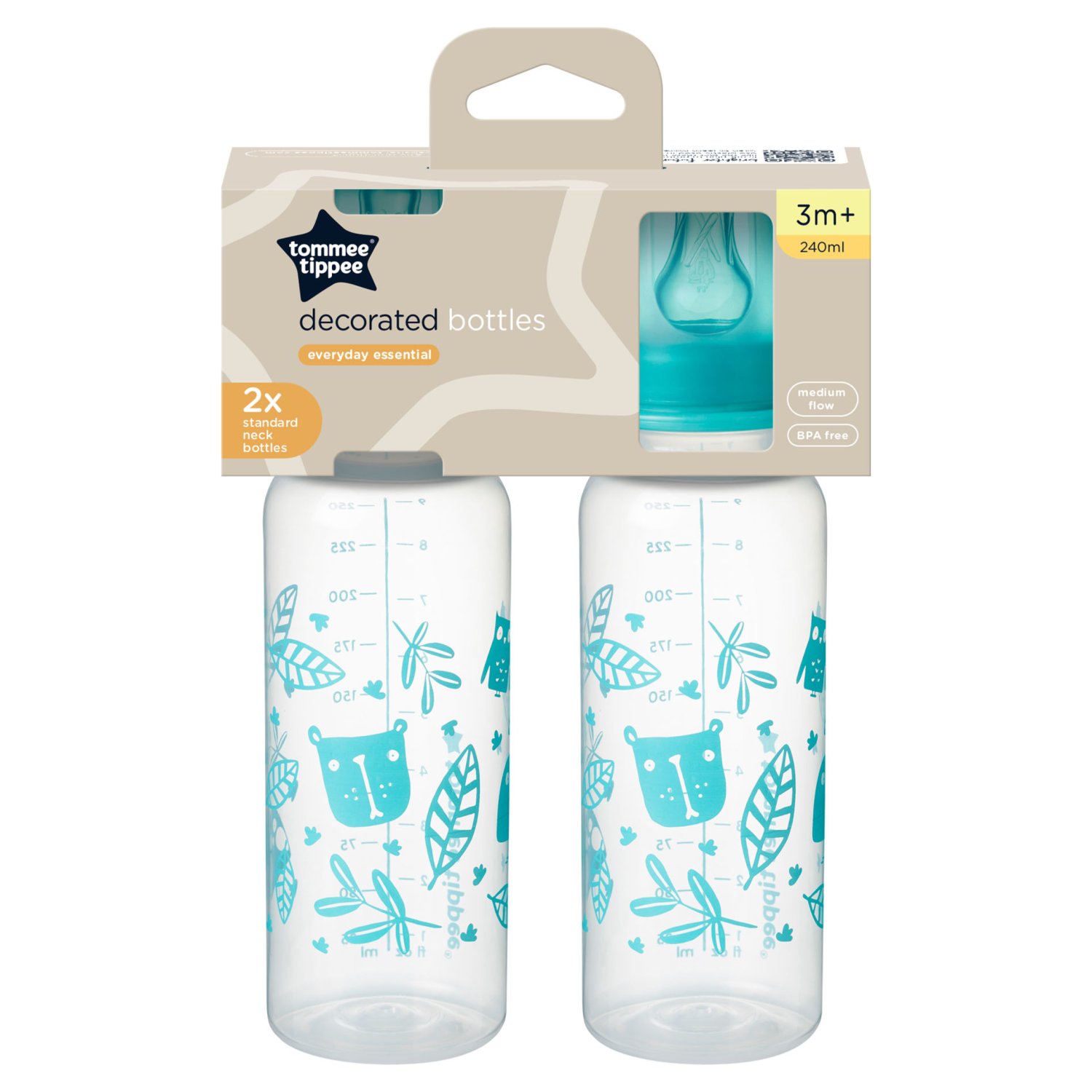 Tommee Tippee 2 Decorated Bottles 3+ Months (1 Piece)