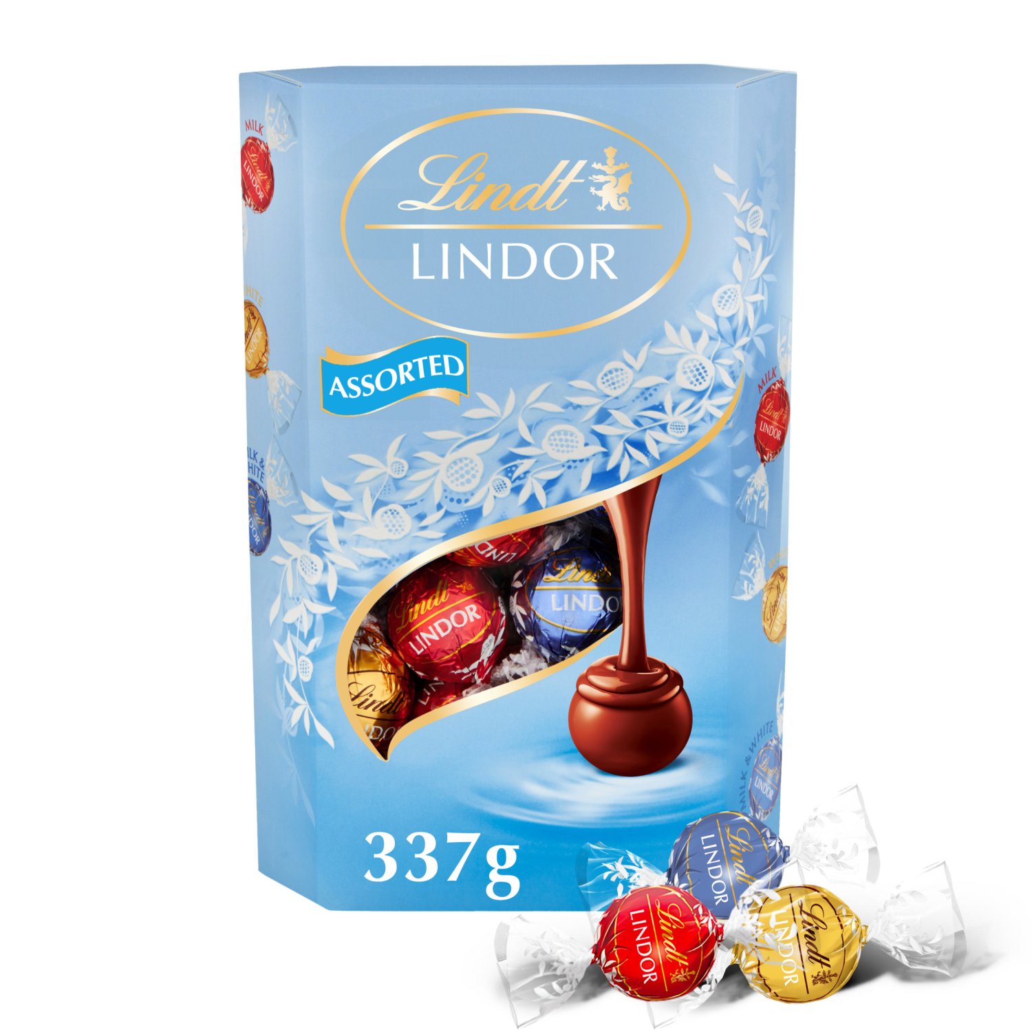 Lindt Lindor Assorted Milk & White Chocolate Truffles Carton (337 g)