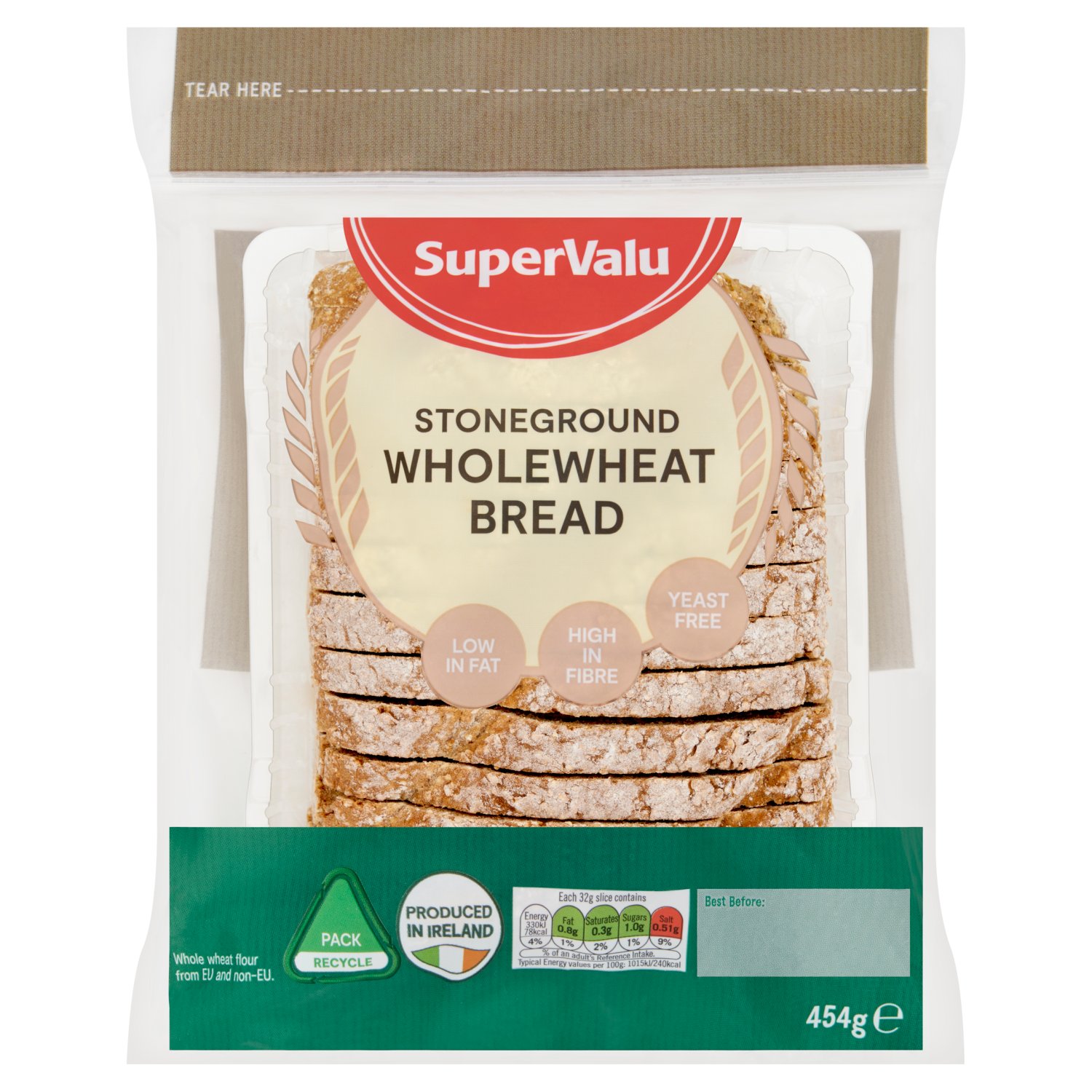 SuperValu Stoneground Wholewheat Bread (454 g)