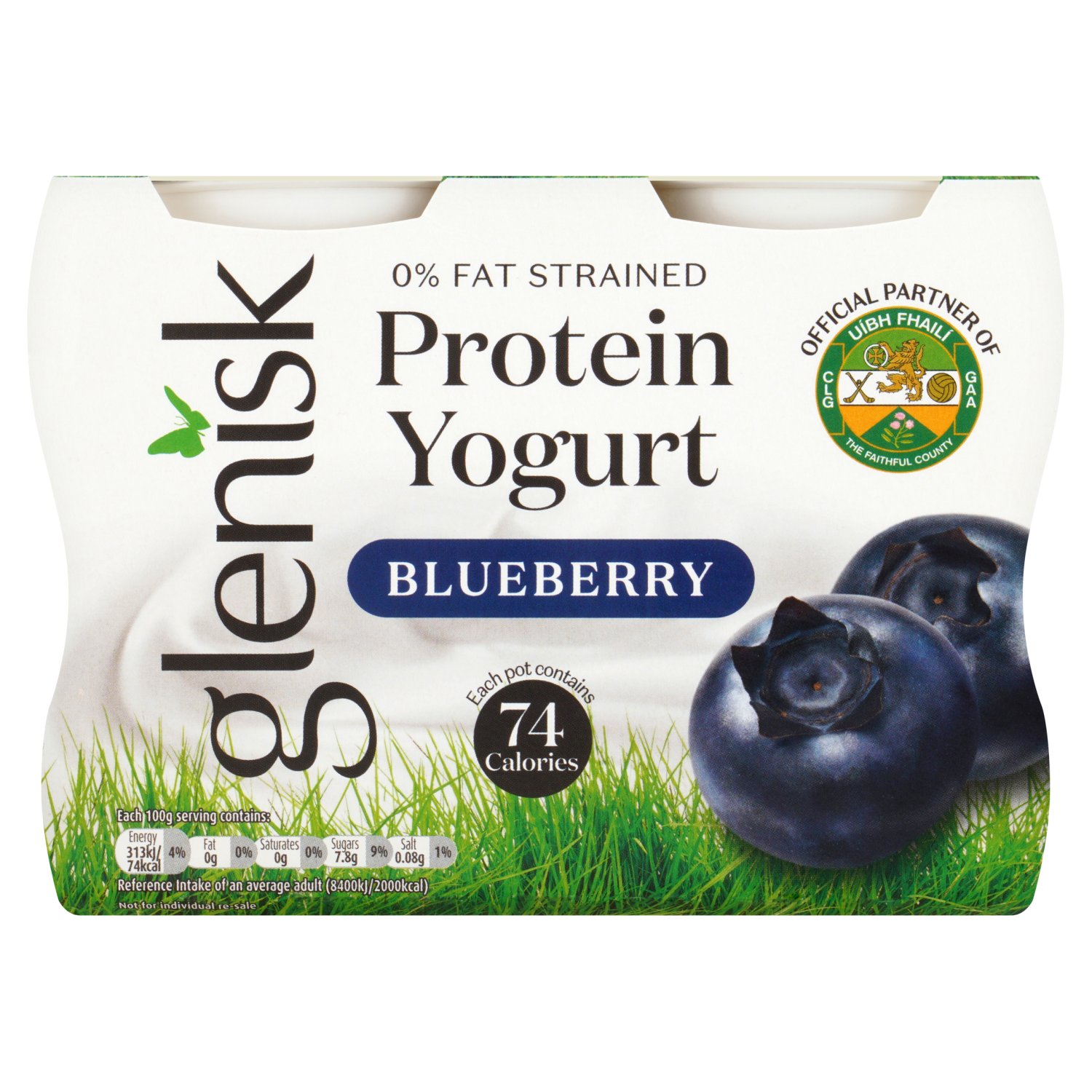 Glenisk 0% Fat Blueberry Protein Yogurt 4 Pack (100 g)