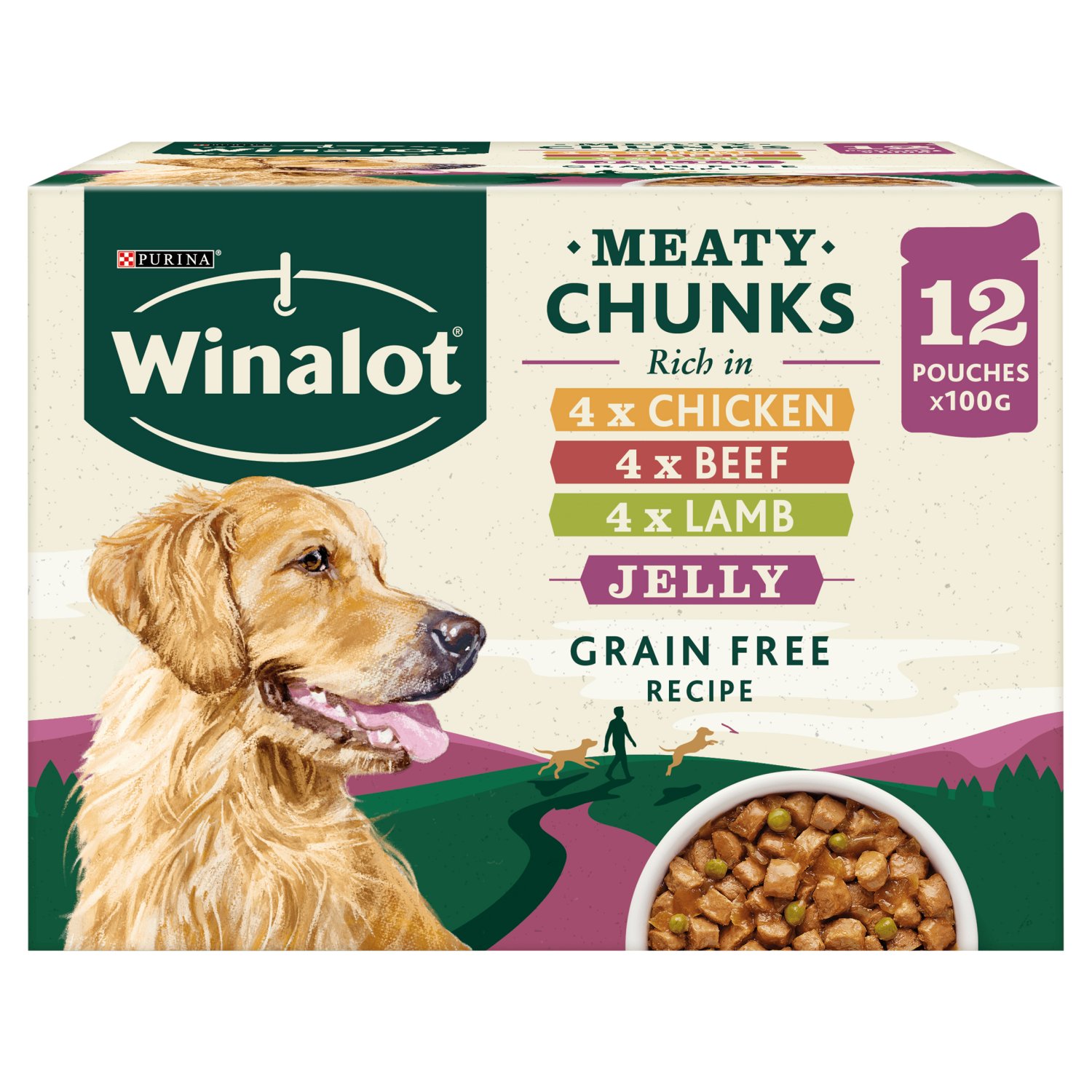 Winalot Dog Food Pouch Mixed in Jelly 12 Pack (1.2 kg)