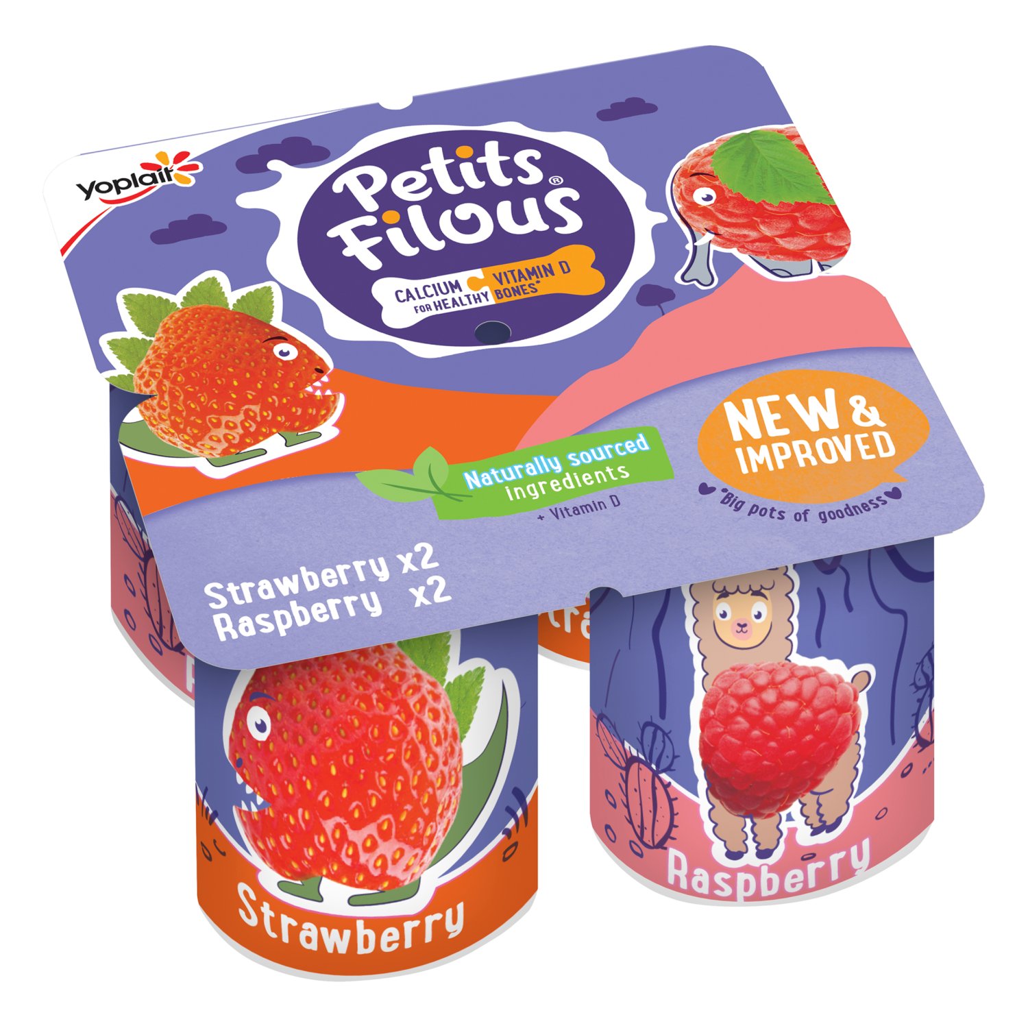 Yoplait Petits Filous Strawberry & Raspberry Big Pot 4 Pack (84 g)