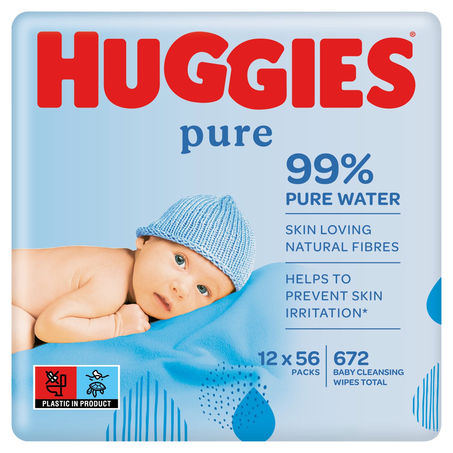 Huggies Pure Baby Wipes 12 Pack (56 Piece)