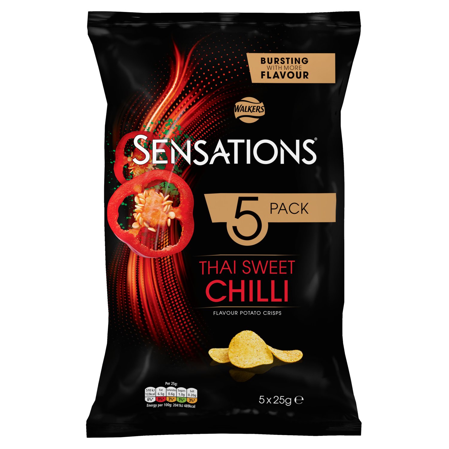 Walkers Sensations Thai Sweet Chilli Crisps 5 Pack (125 g)