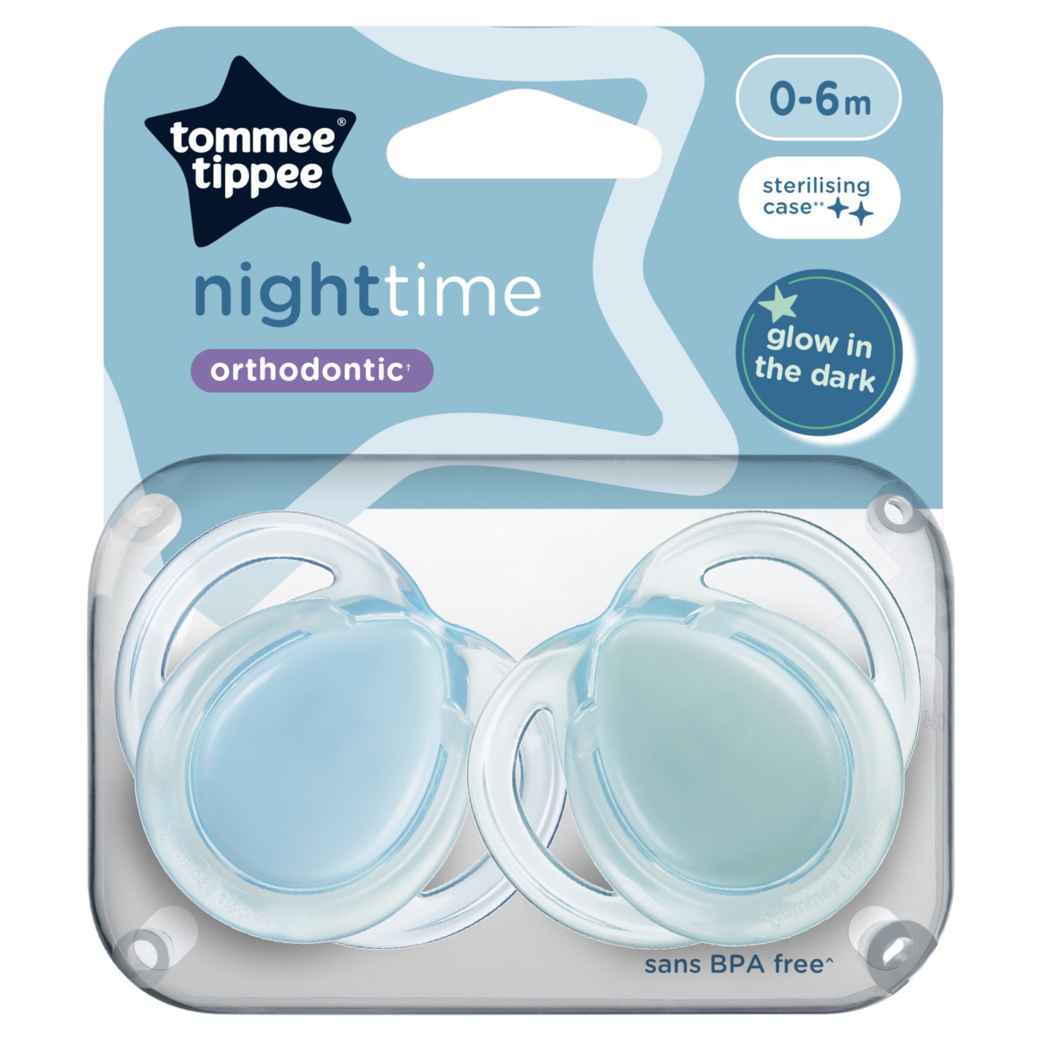 Tommee Tippee Closer To Nature Night Time Soothers 0-6 Months (2 Piece)