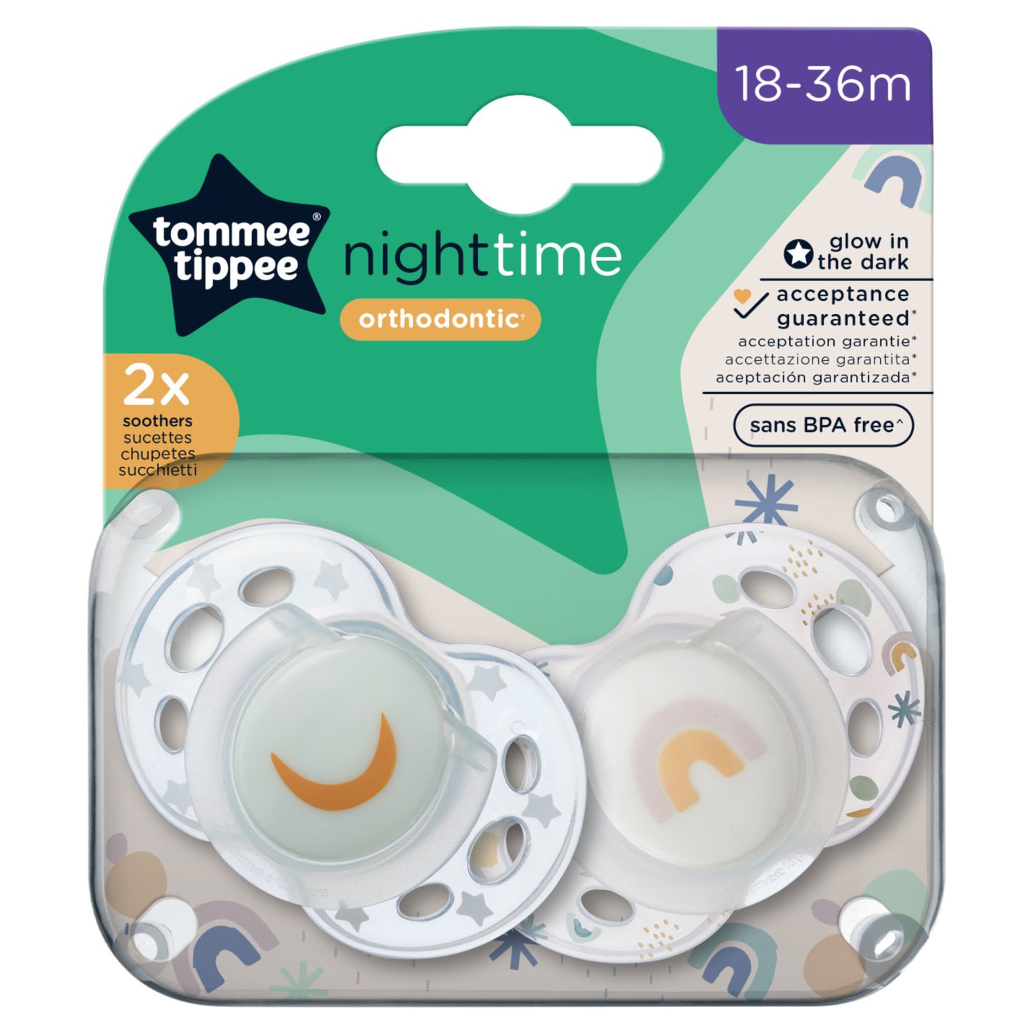 Tommee Tippee Night-time Orthodontic Soothers 18-36 Months (1 Piece)