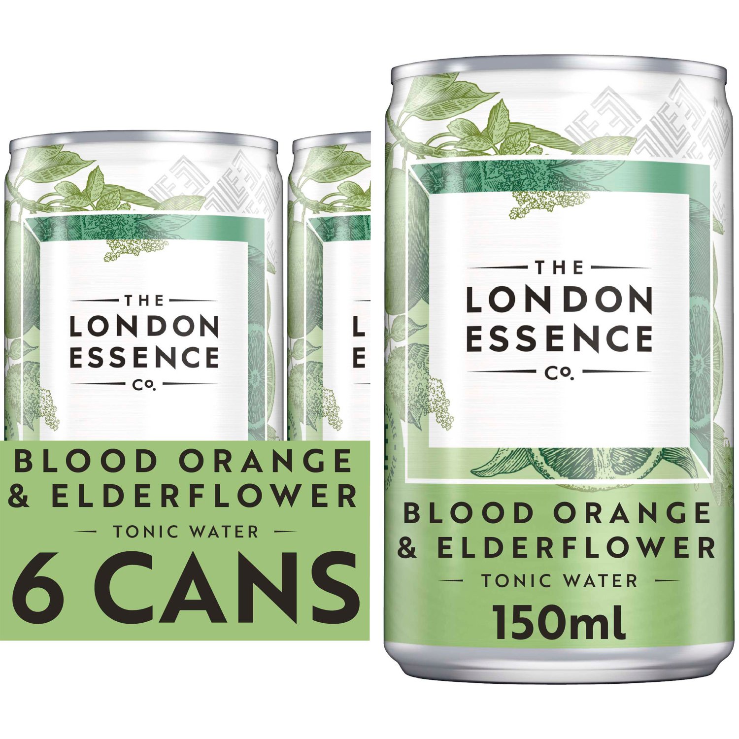 London Essence Blood Orange & Elderflower Tonic Water Cans 6 Pack (150 ml)