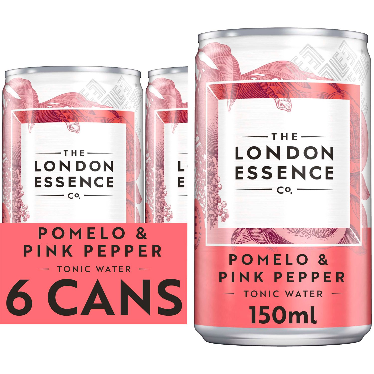 London Essence Pomelo Pink Pepper Tonic Water Cans 6 Pack (150 ml)