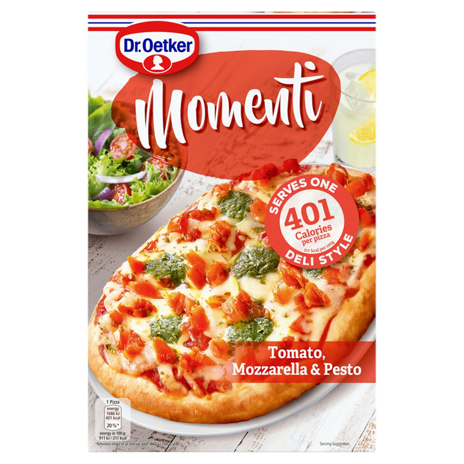 Dr Oetker Momenti Tomato, Mozzarella and pesto (185 g)