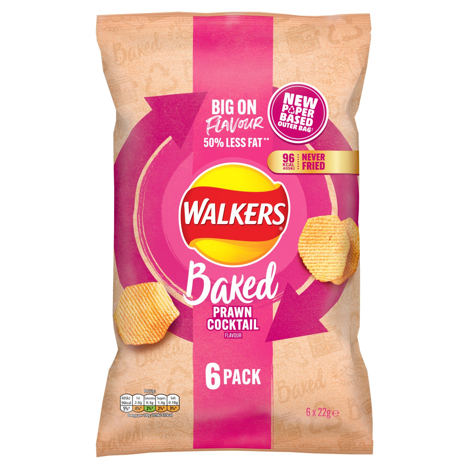 Walkers Baked Crisps Prawn 6 Pack (22 g)