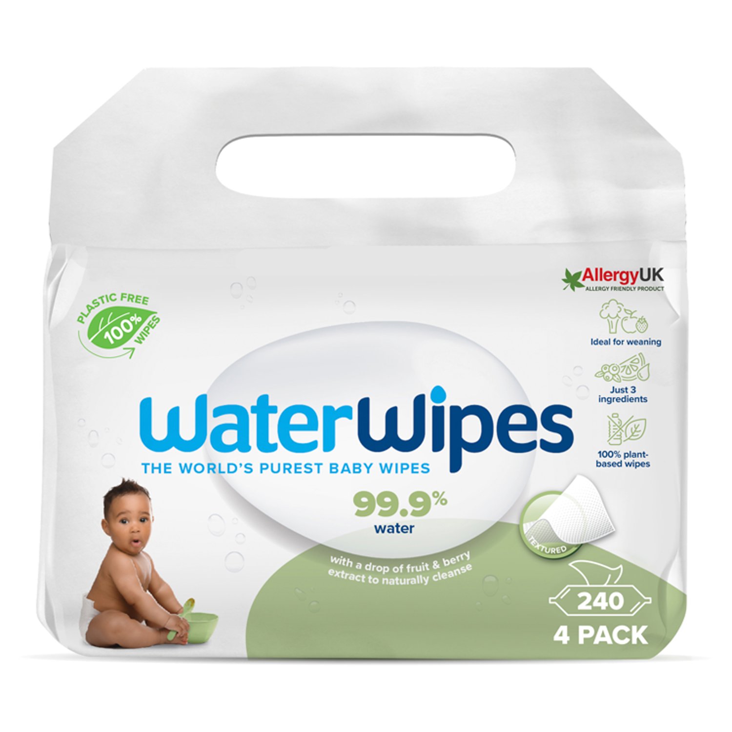 Waterwipes Sensitive Weaning Biodegradable Baby Wipes 4 Pack (60 Piece)