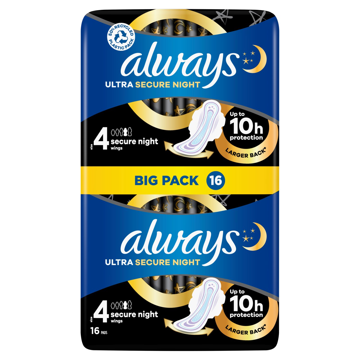 Always Ultra Secure Night Sanitary Towels Size 4 (16 Piece) Storefront EN