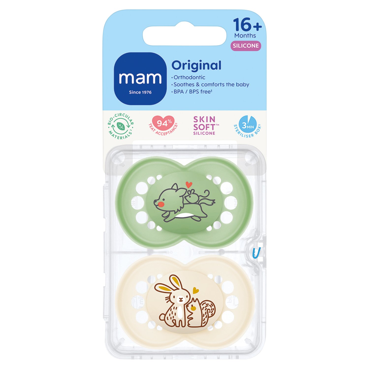 Mam Pure Night 2-6 Months Soothers 2 Pack Mixed (2 Piece)