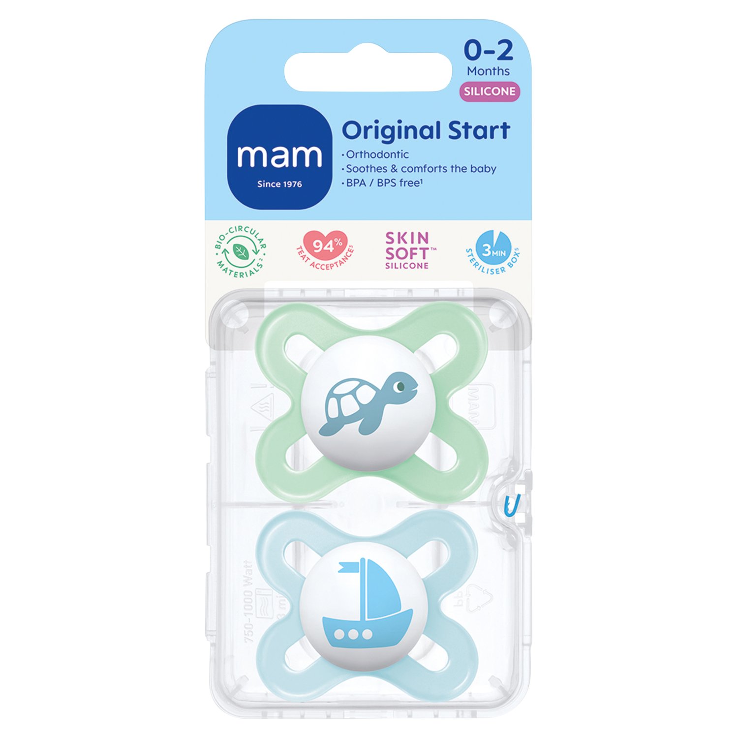 Mam Pure Start 0-2 Months Soothers (2 Piece)