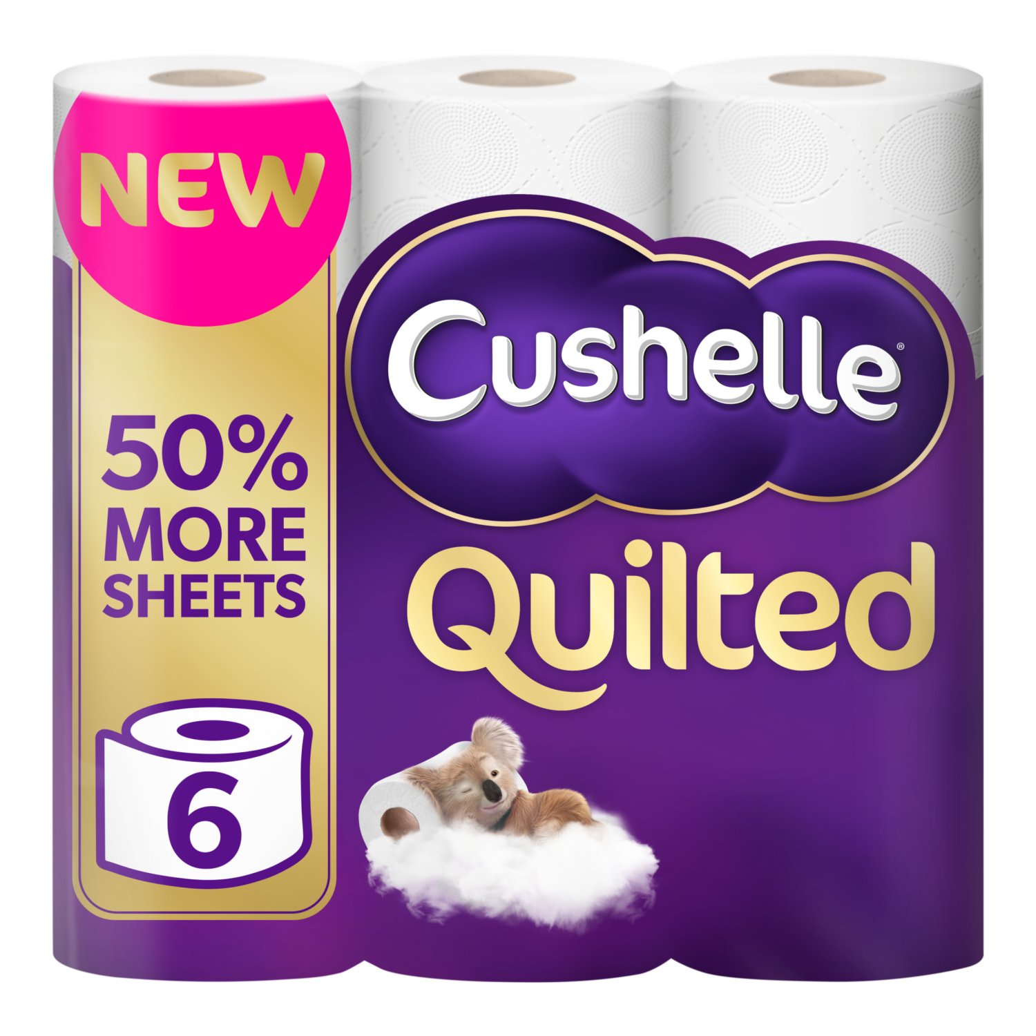 Cushelle Quilted 50% Longer Lasting Toilet Roll 6 Equals 9 Regular Rolls (6 Roll)