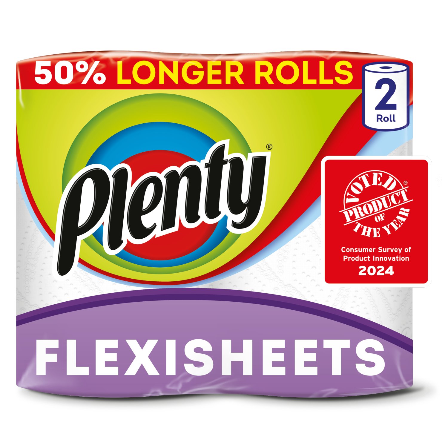 Plenty Flexi-sized sheets 50% Longer Tubeless Kitchen Towel 2 roll (2 Roll)