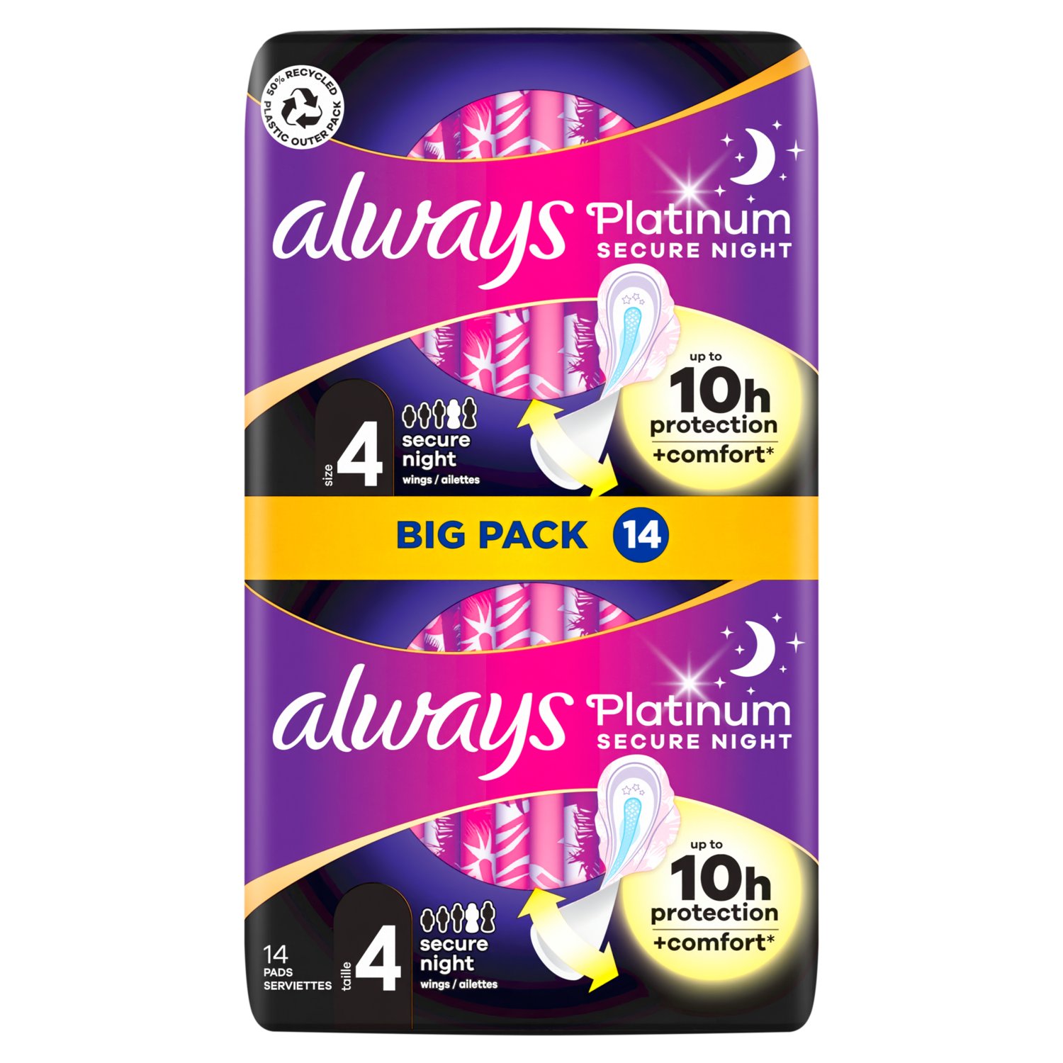 Always Platinum Secure Night Sanitary Towels Size 4 (14 Piece