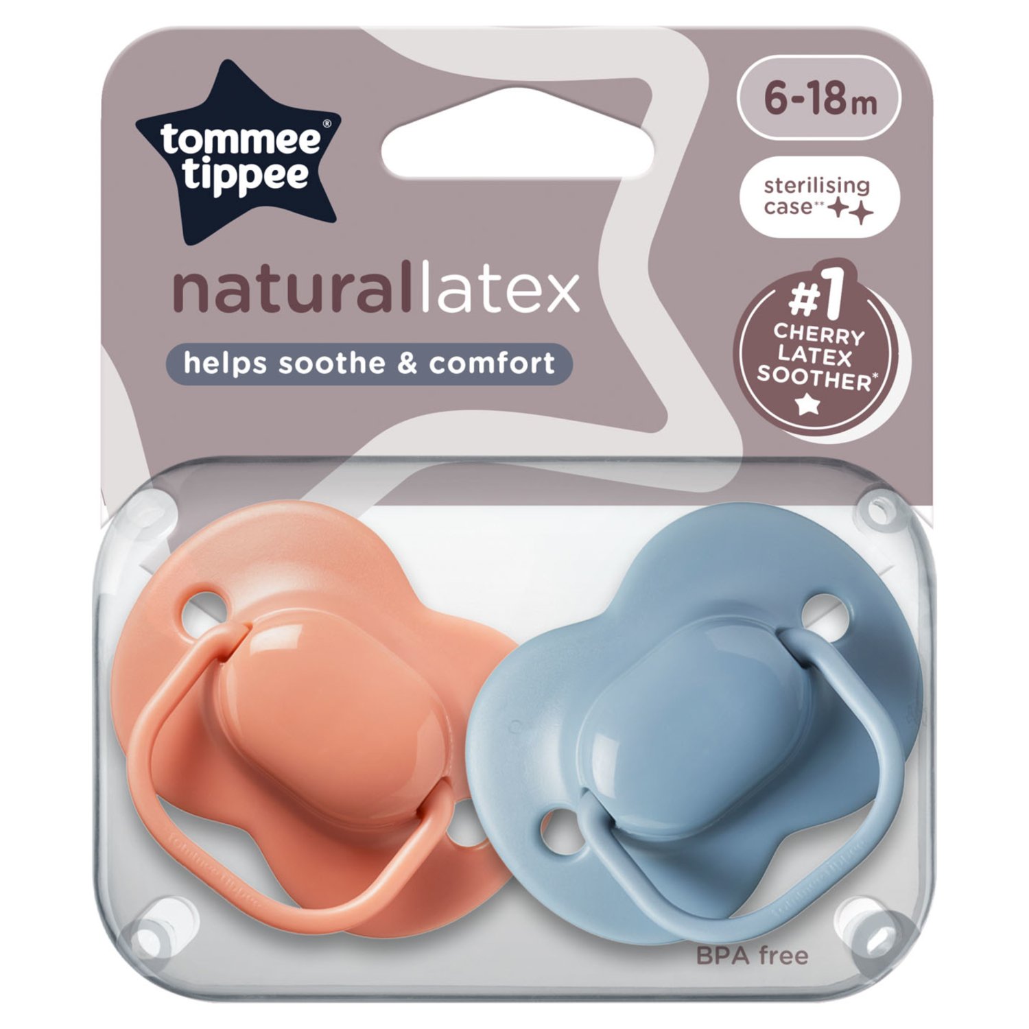 Tommee Tippee Cherry Latex Soothers 6-18 Months (2 Piece)