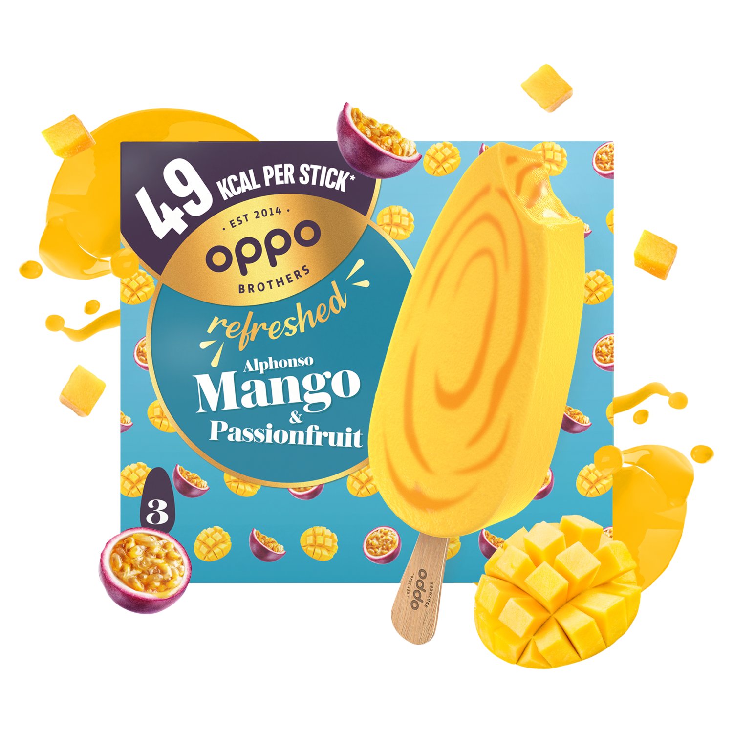 Oppo Alphonso Mango & Passionfruit Ice Cream Stick 3 Pack (62 g)