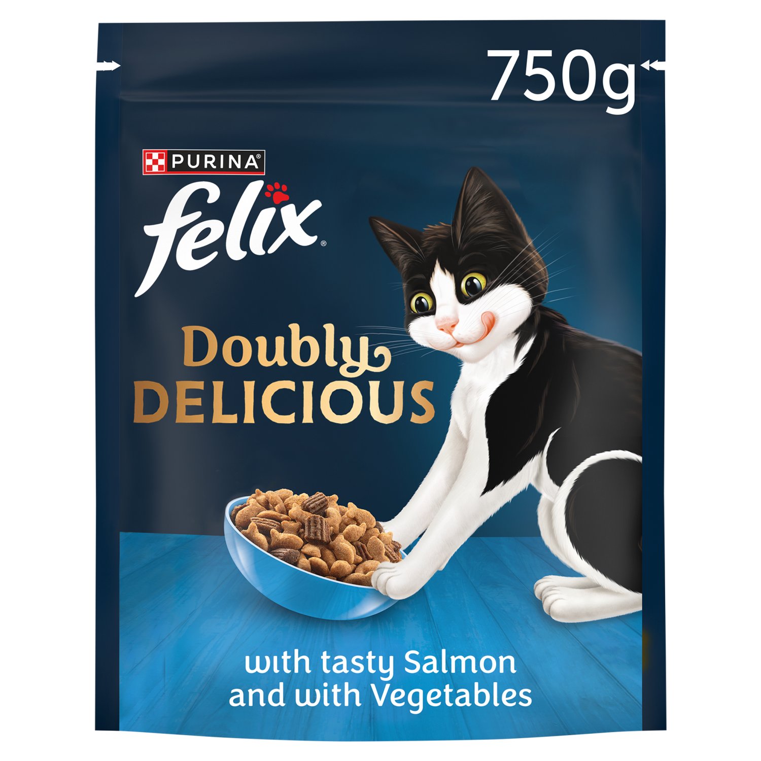 Felix Doubly Delicious Salmon with Vegetables Dry Cat Food (750 g)