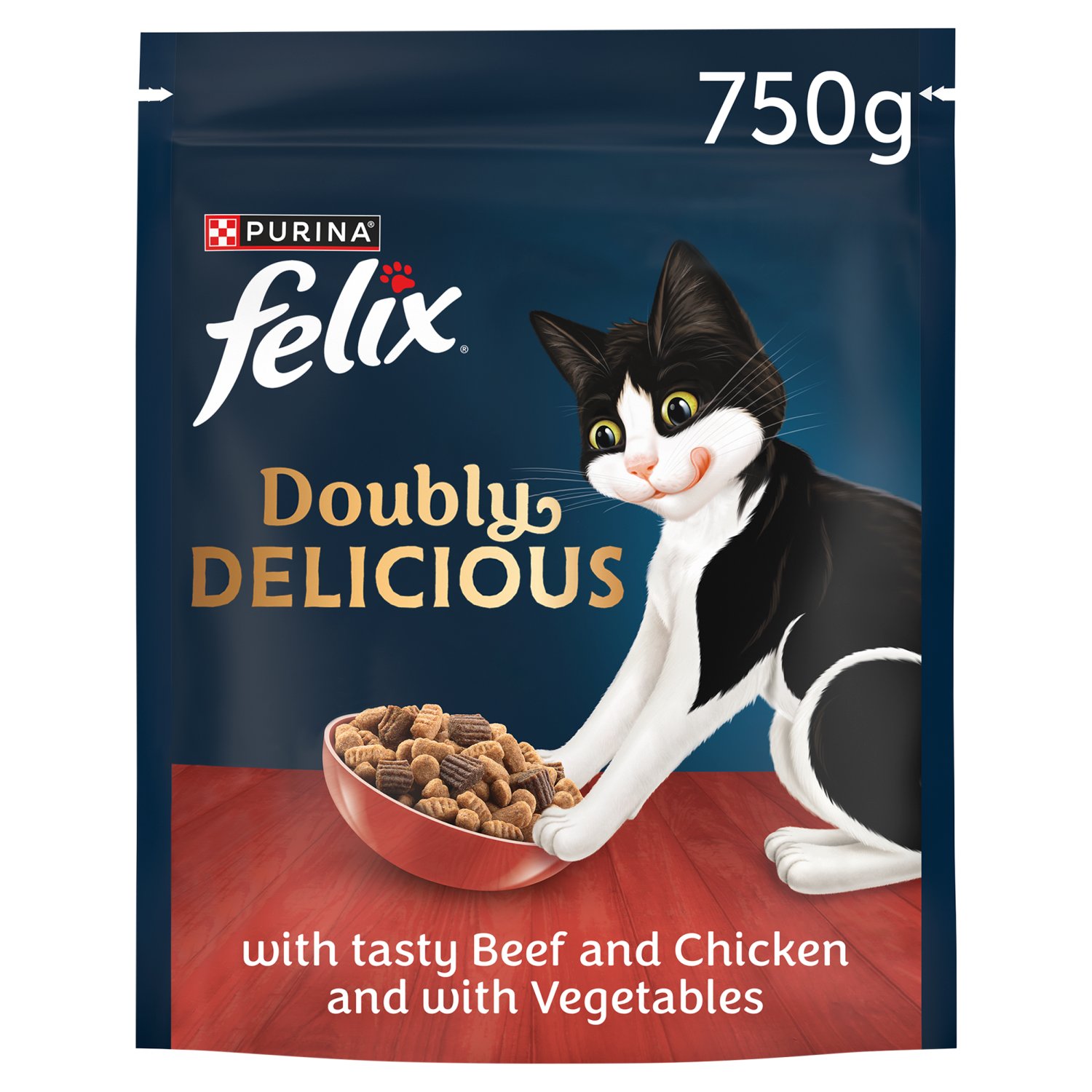 Felix Doubly Delicious Beef & Chicken with Vegetables Dry Cat Food (750 g)