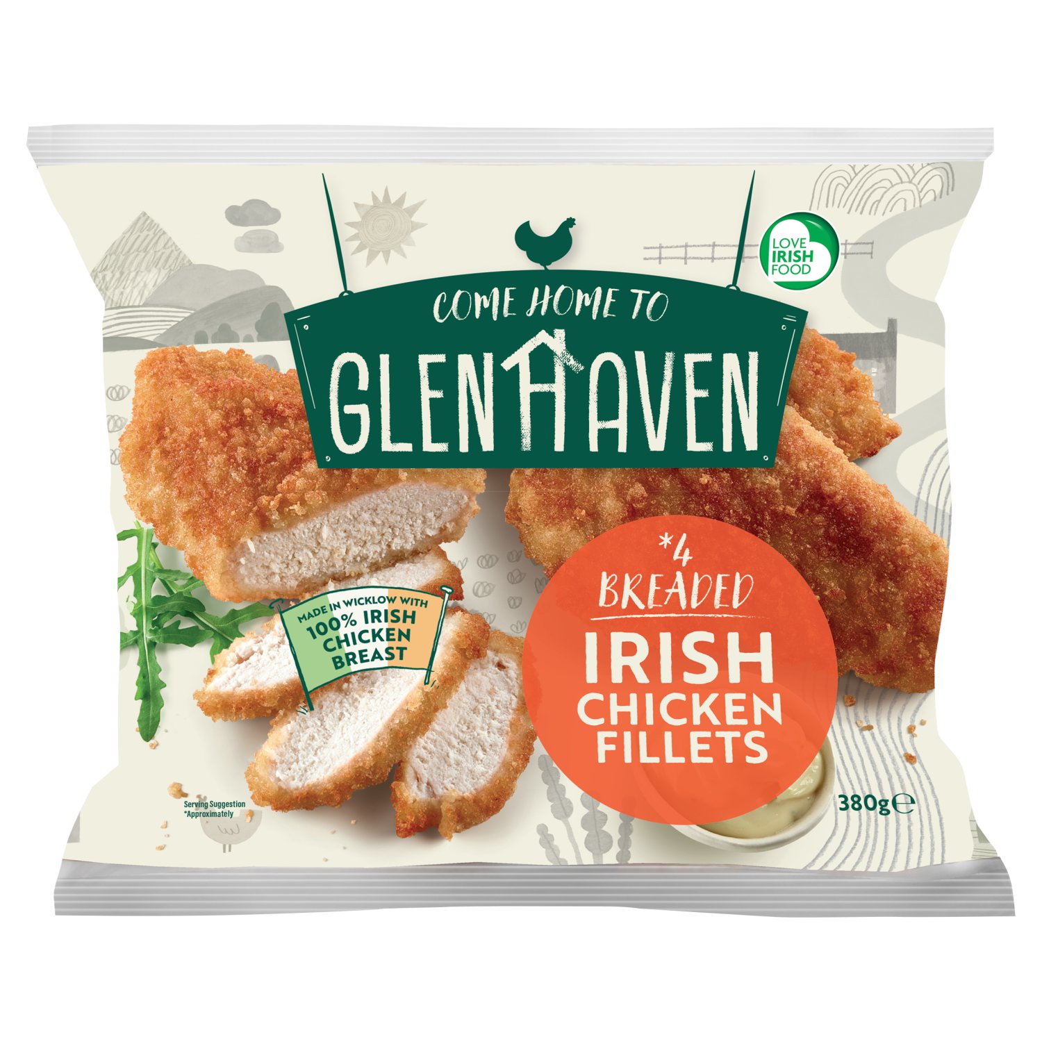 Glenhaven Breaded Chicken Fillets 4 Pack (380 g)