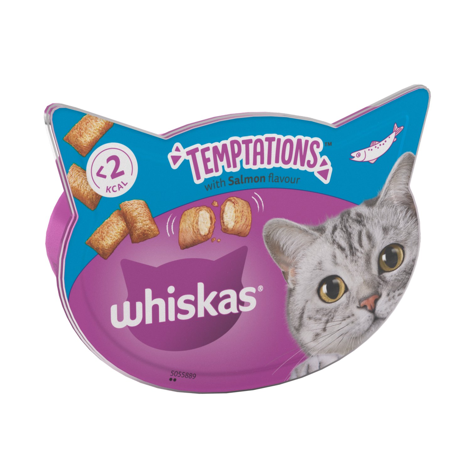 Whiskas Temptations are delicious dual-textured cat treats - tasty, crunchy shells filled with a scrumptiously soft, creamy centre. Each salmon flavour cat treat is less than 2 Kcal and contains a boost of vitamins and minerals for even happier purrs.
Cat treats enriched with vitamins and minerals, because your cat naturally seeks a varied diet.
Tasty salmon flavour cat treats prepared with no artificial flavours.
Cat treats with less than 2 Kcal, supporting a healthy diet.