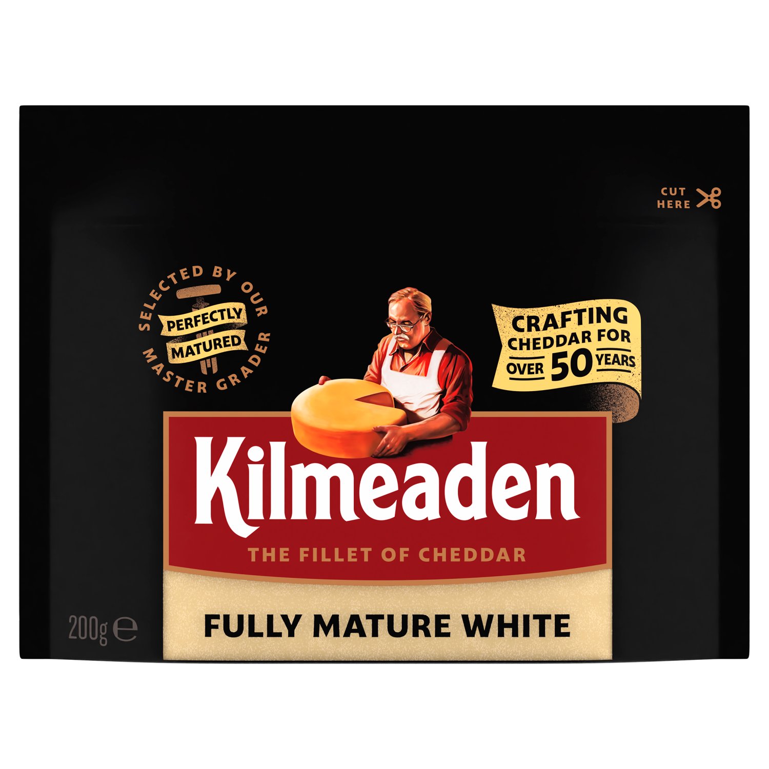 Fully mature white cheddar with a crumbly texture and a nutty, uniquely delicious flavor