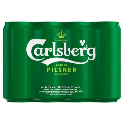 Carlsberg Danish Pilsner Lager Cans 8 Pack (500 ml)