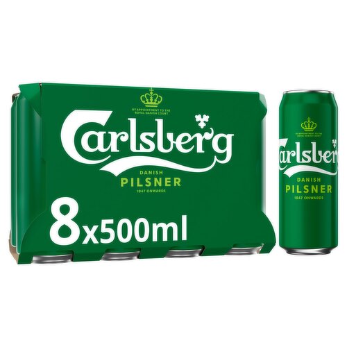 Carlsberg Danish Pilsner Lager Cans 8 Pack (500 ml)
