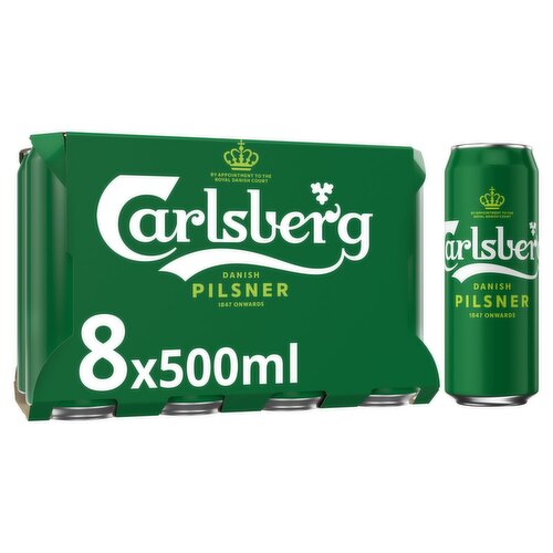 Carlsberg Danish Pilsner Lager Cans 8 Pack (500 ml)