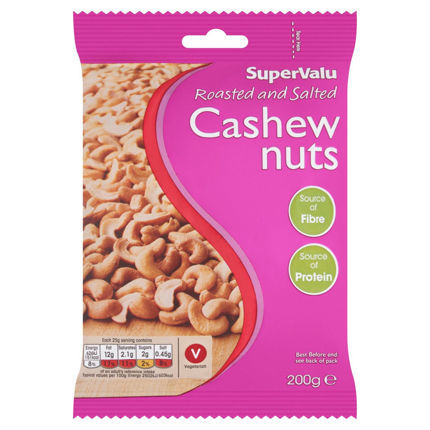 SuperValu Roasted & Salted Cashew Nuts Bag (200 g)