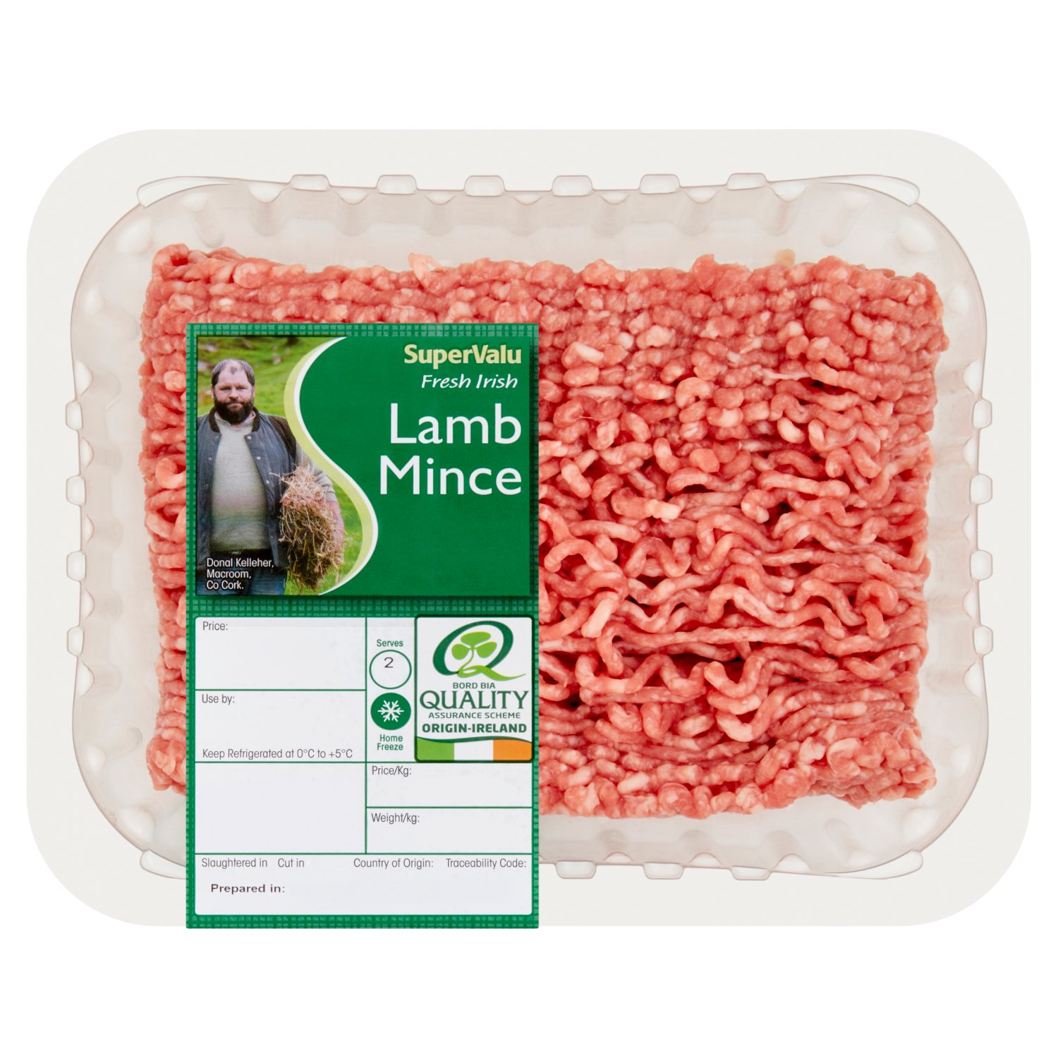 Packaged in a protective atmosphere.

Percentage of fat under 15%.
Connective tissue: meat protein ratio under 15.

Quality Assurance Scheme Bord BIA - Origin-Ireland