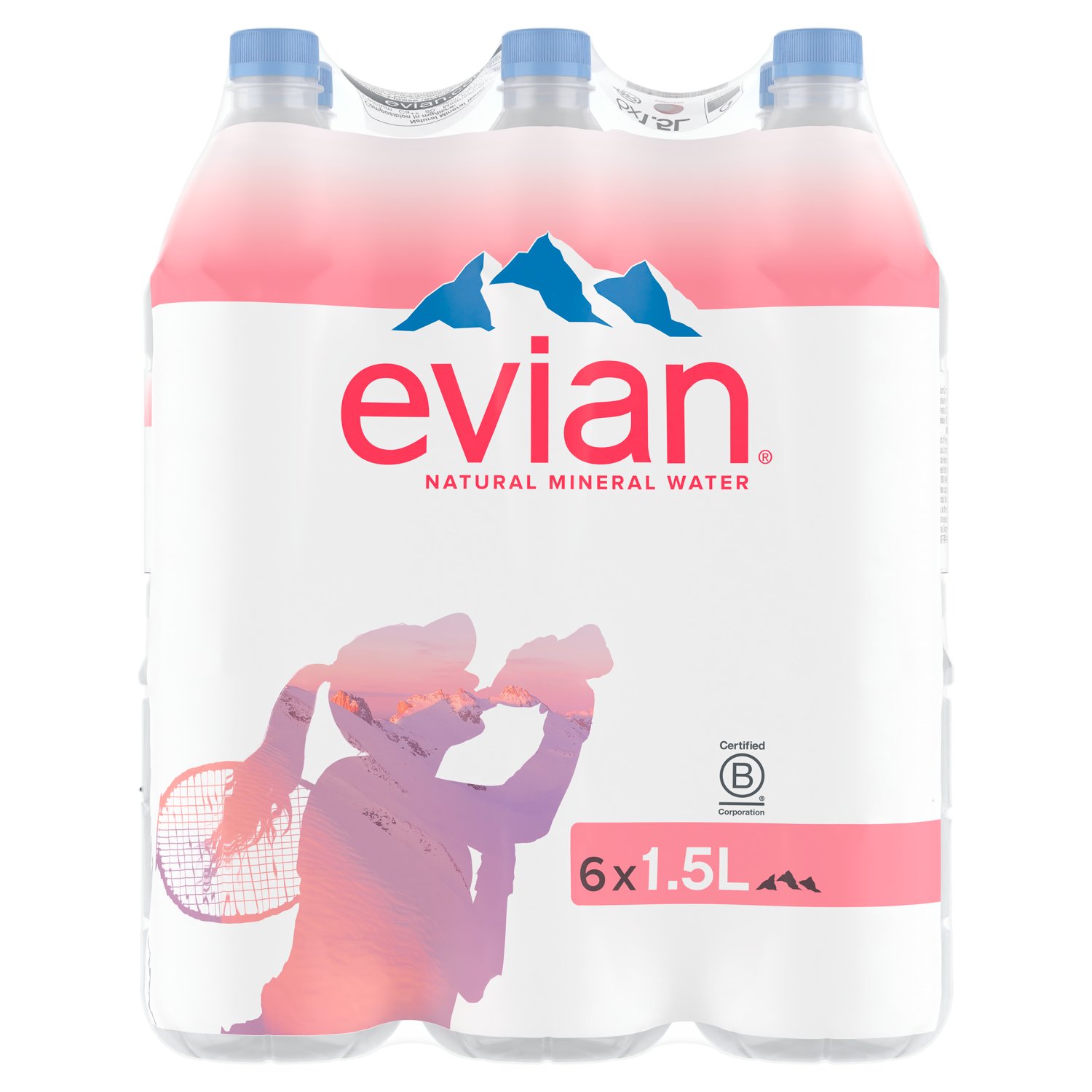 Evian Still Natural Mineral Water Bottle 6 Pack (1.5 L)