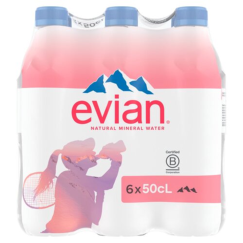 Evian  Still Natural Mineral Water 6 Pack (500 ml)