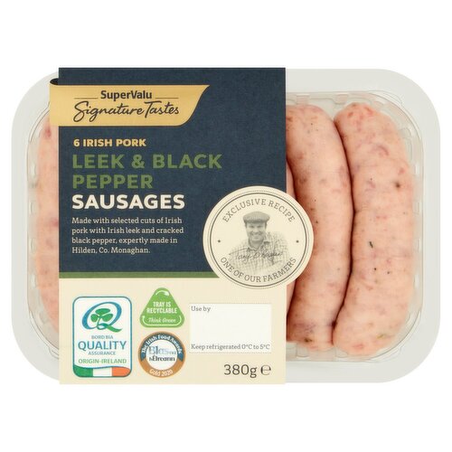 Signature Tastes Leek & Cracked Black Pepper Irish Pork Sausages (380 g)