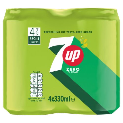 7up Zero Cans 4 Pack (330 ml)