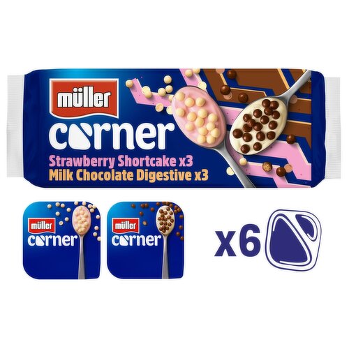 Muller Corner Strawberry Shortcake and Milk Chocolate Digestive 6 Pack (124 g)