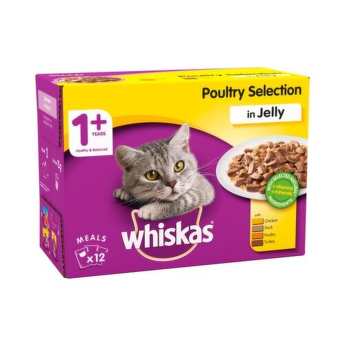 Whiskas Poultry Selection in Jelly Cat Food 12 Pack (1.2 kg)