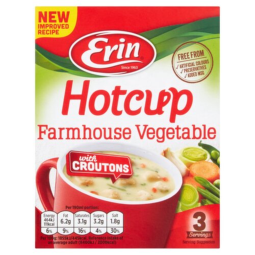 Erin Hotcup Farmhouse Vegetable with Croutons Soup 3 Pack (75 g)