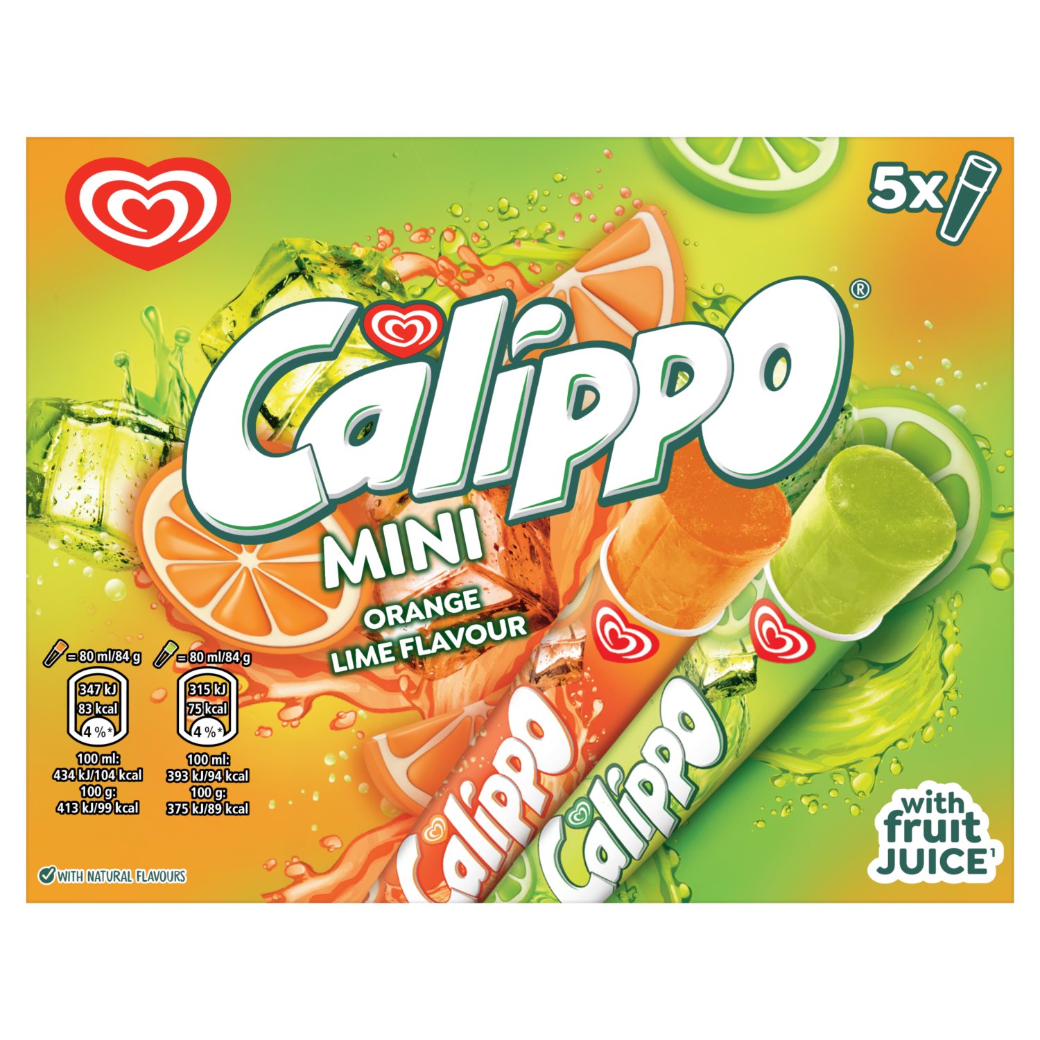 Calippo Mini Orange And Lime 5pk (420 ml)