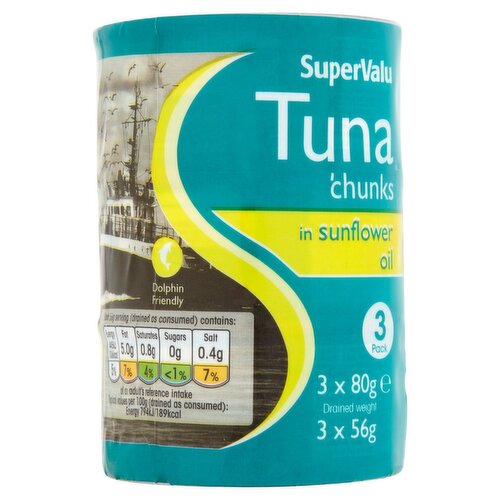 SuperValu Tuna Chunks in Sunflower Oil 3 Pack (80 g)