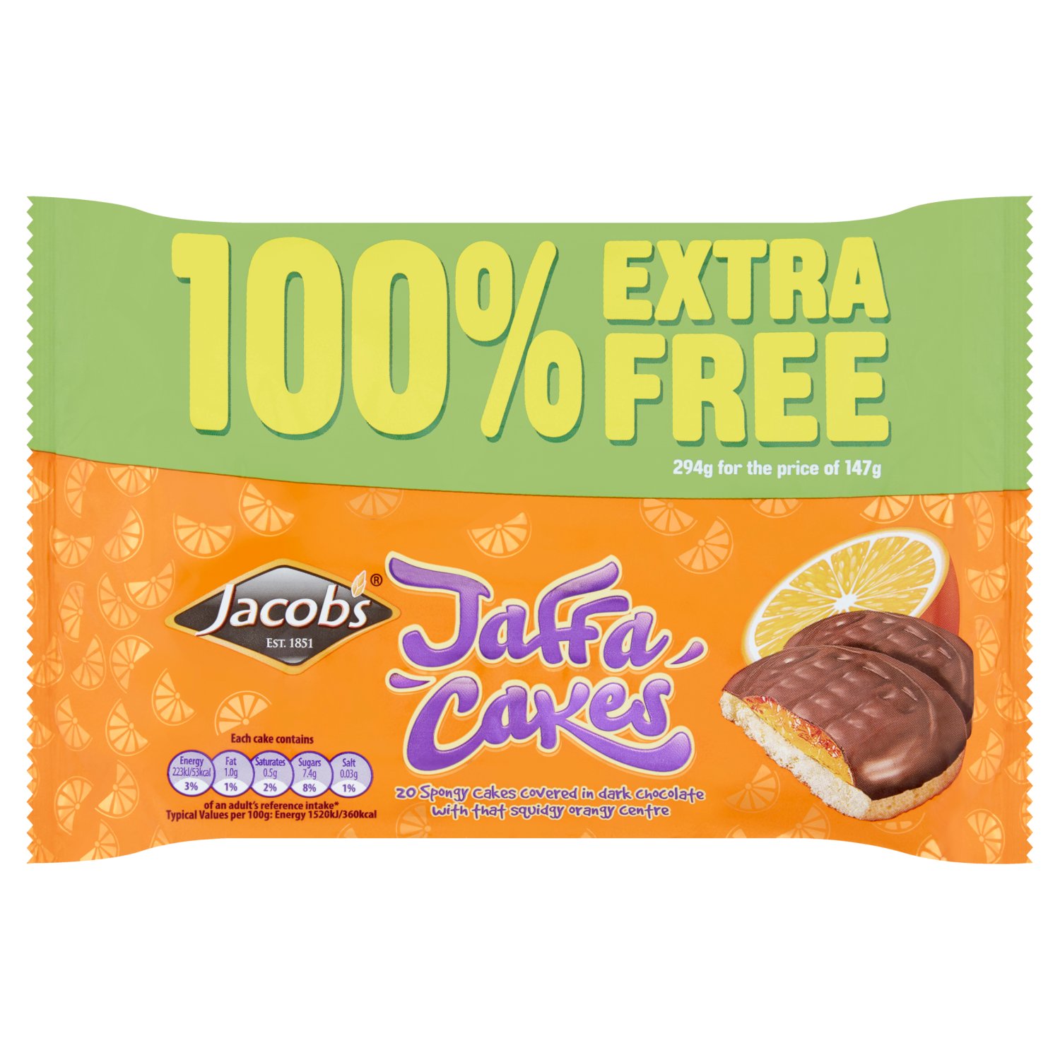 Jacob's Jaffa Cakes 100% Extra Free Pack (147 g)