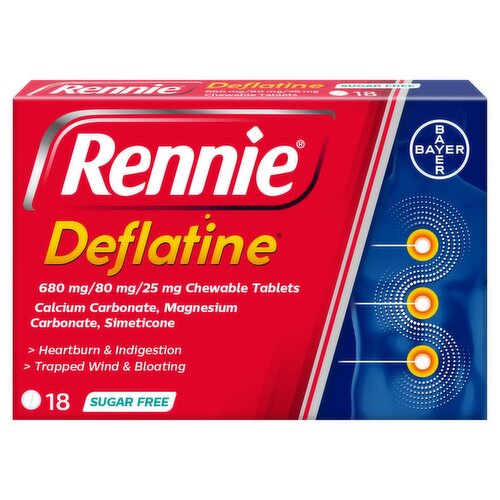 Rennie Deflatline Sugar Free Mint Chewable Tablets (18 Piece)