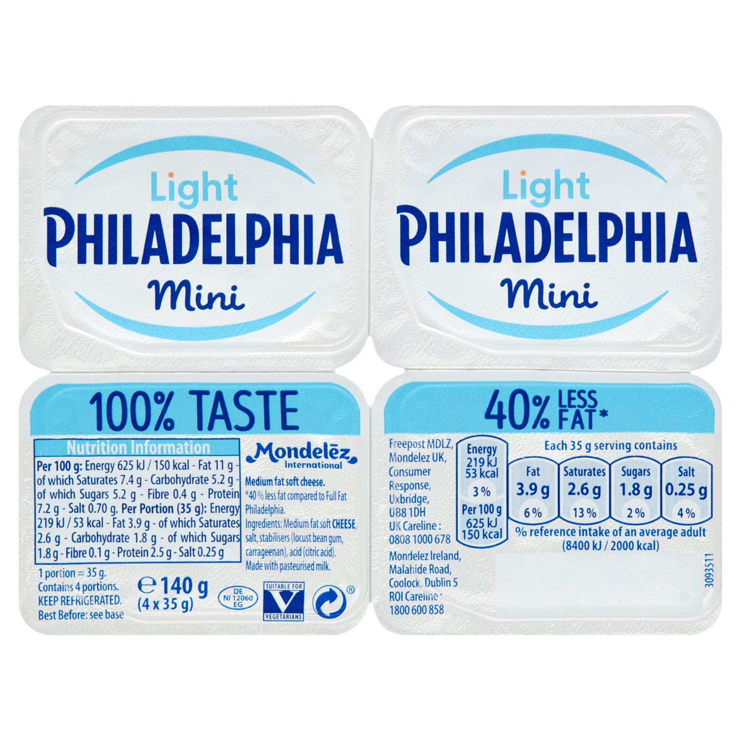 Philadelphia Light Mini Tubs 4 Pack (35 g)