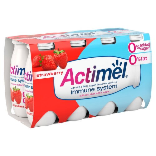 Danone Actimel 0% Strawberry Yogurt Drink 8 Pack (100 g)